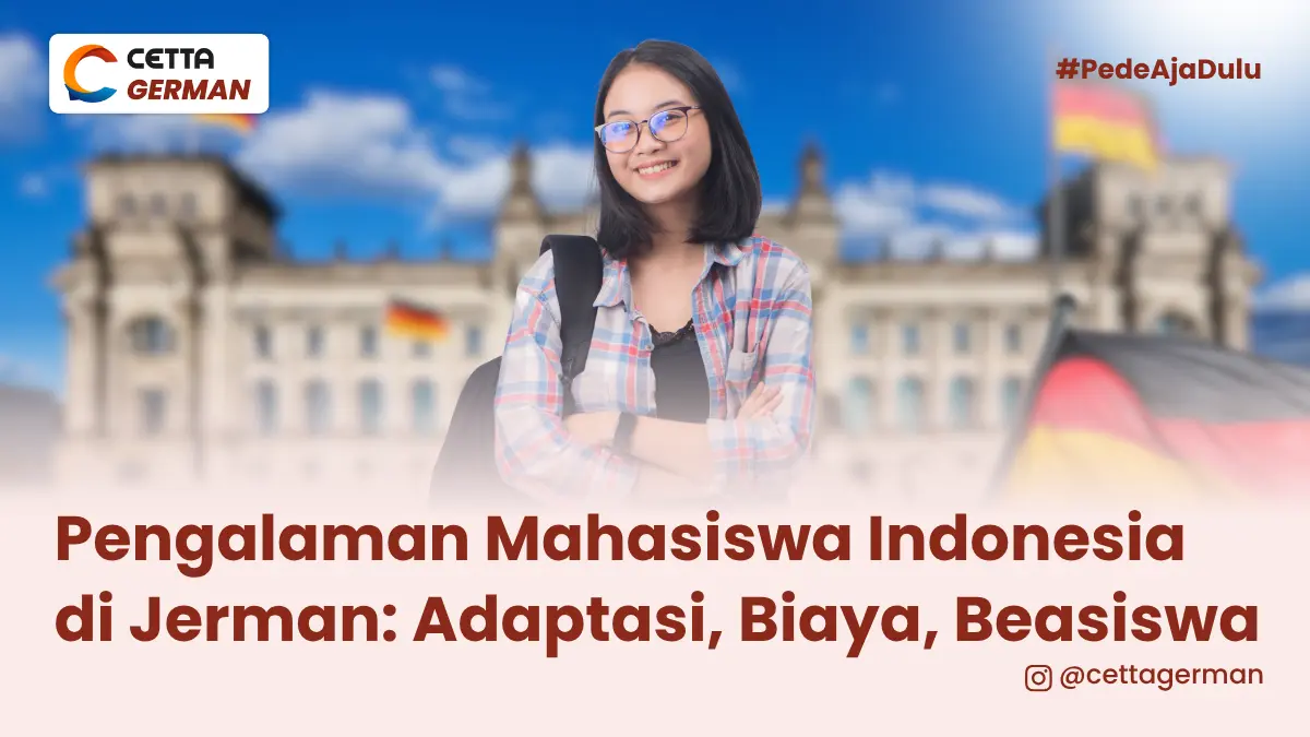 seorang mahasiswa sedang mengenakan tas belakang dan tangan dilipat kedepan