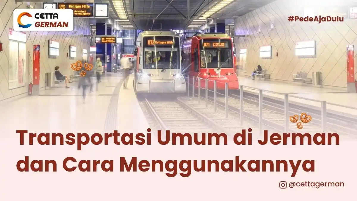 ilustrasi transportasi umum di Jerman|Gambar gadis berdiri di atas peron samping kereta yang sedang melaju