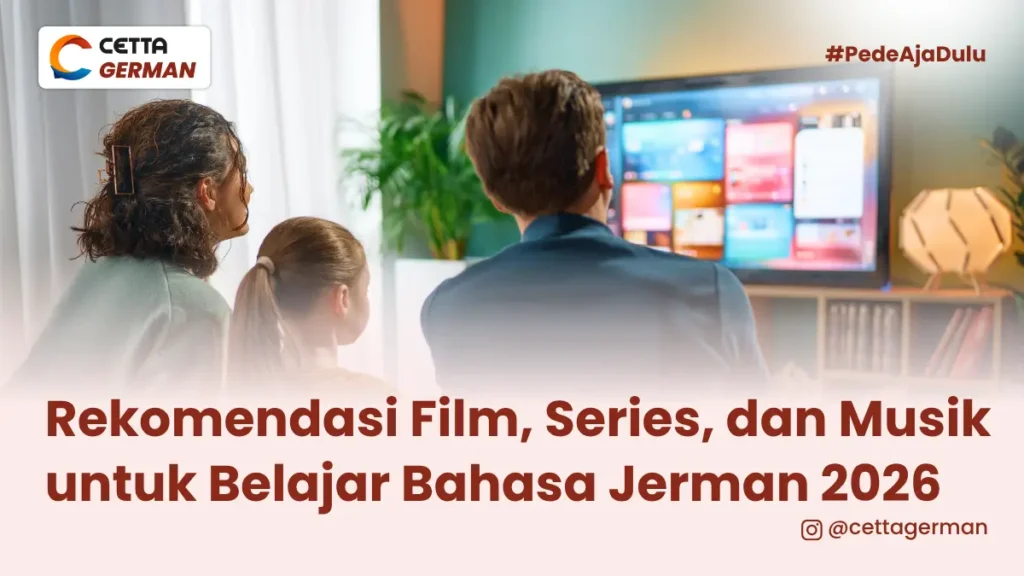 keluarga sedang menonton TV di ruang keluarga dengan suasana hangat